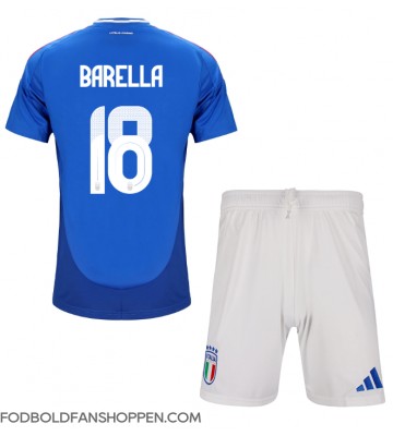 Italien Nicolo Barella #18 Hjemmebanetrøje Børn EM 2024 Kortærmet (+ Korte bukser)